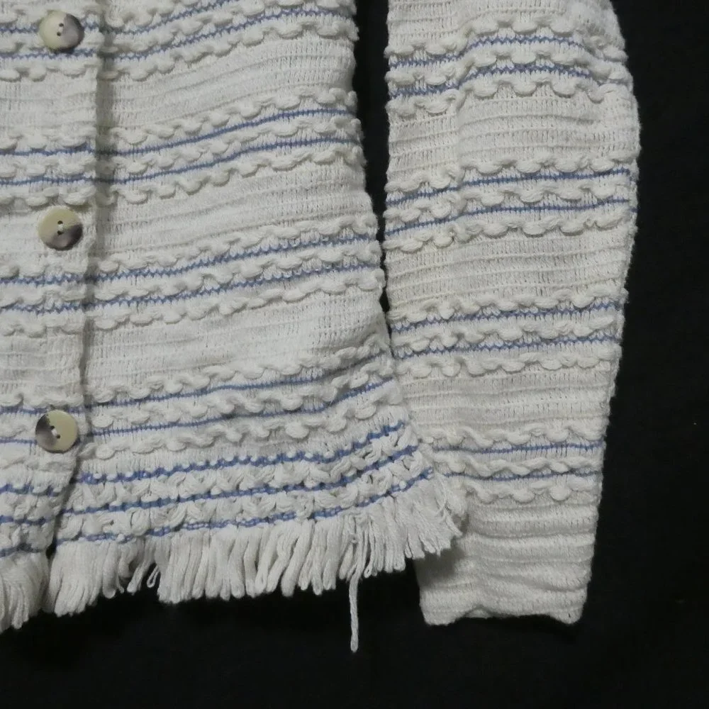 HER | small | Chic Textured Button-Up Cardigan | Made In Canada | 100% Cotton - Picture 7 of 15